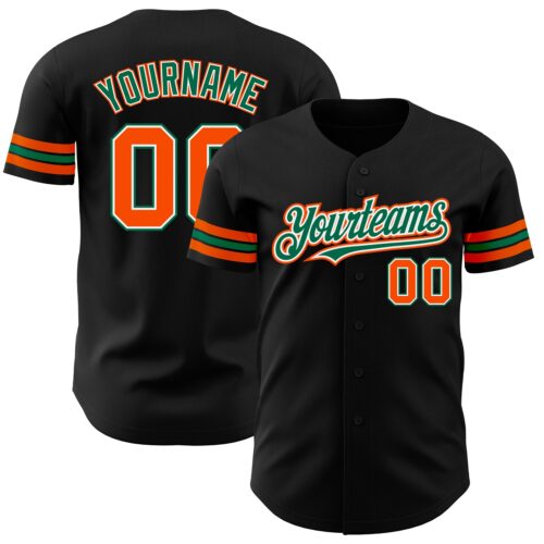 Black1793 Custom Black Orange-Kelly Green Authentic Baseball Jersey