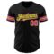 Custom Black Pink-Neon Yellow Authentic Baseball Jersey