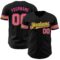 Custom Black Pink-Neon Yellow Authentic Baseball Jersey