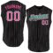 Custom Black White Pinstripe Pink-Kelly Green Authentic Sleeveless Baseball Jersey