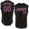 Custom Black Old Gold Pinstripe Purple Authentic Sleeveless Baseball Jersey