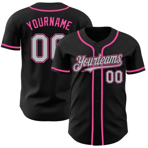 Black1973 Custom Black Gray-Pink Authentic Baseball Jersey