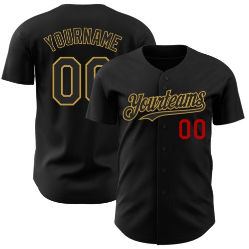 Black1980 Custom Black Old Gold-Red Authentic Baseball Jersey