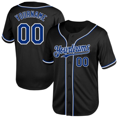 Black2008 Custom Black Royal-White Mesh Authentic Throwback Baseball Jersey