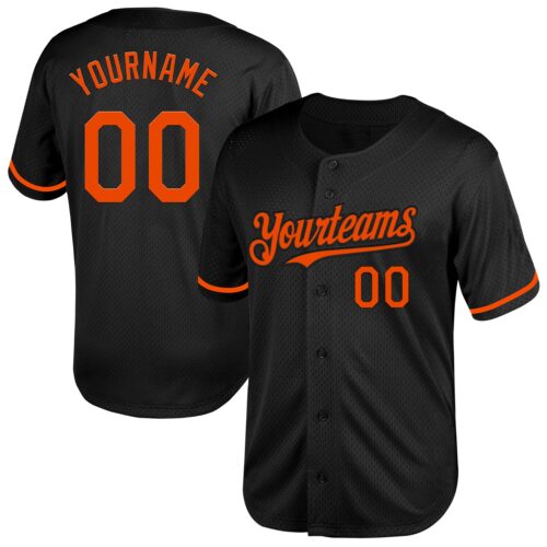 Black2011 Custom Black Orange Mesh Authentic Throwback Baseball Jersey