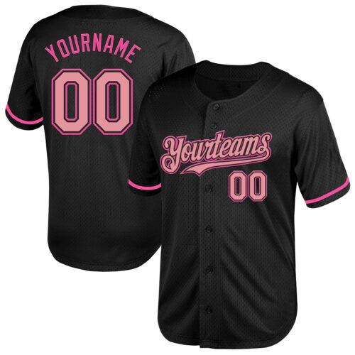 Black2026 Custom Black Medium Pink-Pink Mesh Authentic Throwback Baseball Jersey