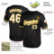 Custom Black White-Gold Mesh Authentic Throwback Baseball Jersey