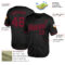 Custom Black Crimson Mesh Authentic Throwback Baseball Jersey