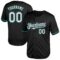 Custom Black White-Teal Mesh Authentic Throwback Baseball Jersey