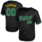 Custom Black Teal-Yellow Mesh Authentic Throwback Baseball Jersey