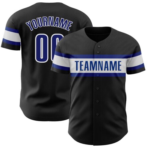 Black2084 Custom Black Royal-White Authentic Baseball Jersey