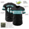 Custom Black White-Teal Authentic Baseball Jersey