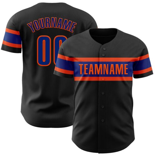 Black2097 Custom Black Royal-Orange Authentic Baseball Jersey