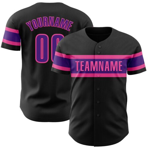 Black2103 Custom Black Purple-Pink Authentic Baseball Jersey