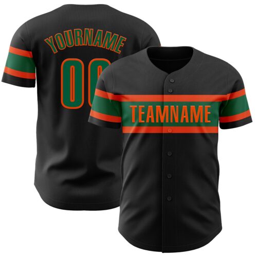 Black2104 Custom Black Kelly Green-Orange Authentic Baseball Jersey