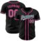 Custom Black Pink-Ice Blue Authentic Baseball Jersey