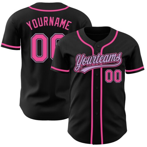Black2123_8e5d6245-cd96-4247-befd-93c79a267ad5 Custom Black Pink-Light Purple Authentic Baseball Jersey