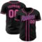Custom Black Pink-Medium Purple Authentic Baseball Jersey