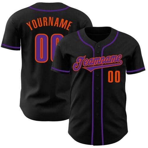 Black2479 Custom Black Purple-Orange Authentic Baseball Jersey