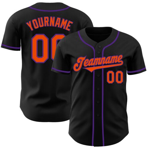 Black2481 Custom Black Orange-Purple Authentic Baseball Jersey
