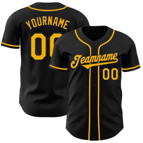 Black2483 Custom Black Gold Authentic Baseball Jersey