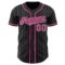 Custom Black White Pinstripe Pink Authentic Baseball Jersey