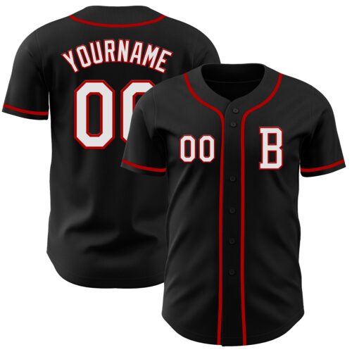 Black2679_429dc9dd-6180-4a30-bbe6-3624958630ee Custom Black White-Red Authentic Baseball Jersey