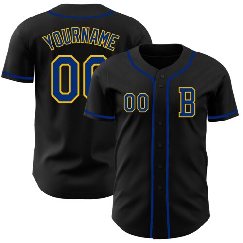Black2689_b7bacd72-f6fb-49e1-a41a-c0e21e5948ae Custom Black Royal-Yellow Authentic Baseball Jersey