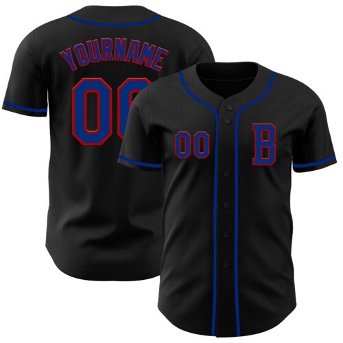 Black2690_cc4f26a3-b07b-4111-98a4-c5889cf8e9fb Custom Black Royal-Red Authentic Baseball Jersey