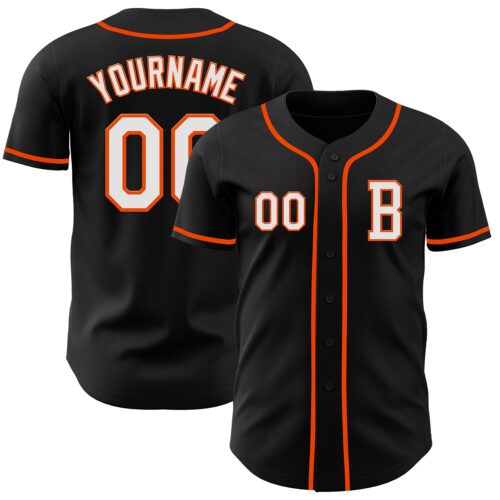 Black2697_746a3011-ba38-4dde-8631-600e68763608 Custom Black White-Orange Authentic Baseball Jersey