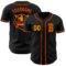 Custom Black Gold-Orange Authentic Baseball Jersey