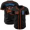 Custom Black Orange-Electric Blue Authentic Baseball Jersey