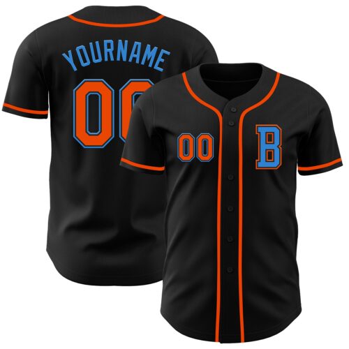 Black2701_1ae89738-e23e-4bf0-8c65-be5ed25c9260 Custom Black Orange-Electric Blue Authentic Baseball Jersey