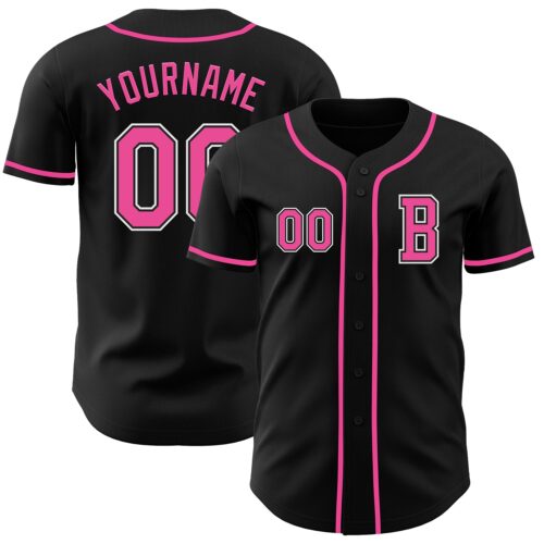 Black2708_d1acfdc1-96fc-4931-aa4b-8fe4f75344ba Custom Black Pink-White Authentic Baseball Jersey