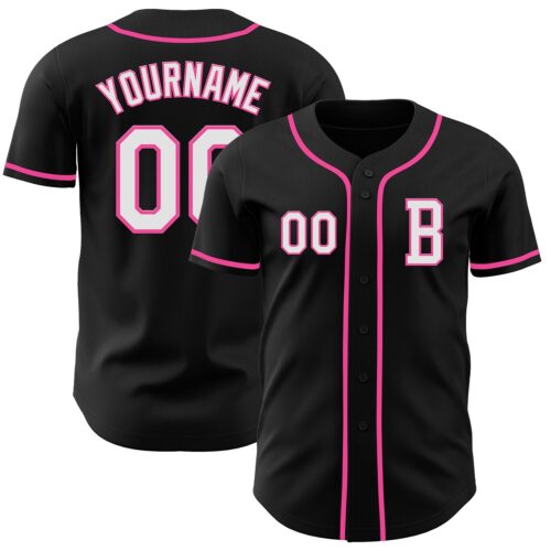 Black2709_05c75dc3-ae48-431d-897c-e63ecf14a495 Custom Black White-Pink Authentic Baseball Jersey