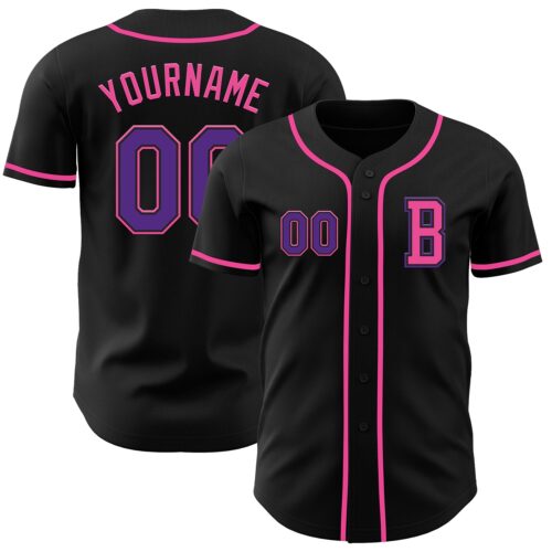 Black2710_94fa6d9e-3ec2-48df-b718-0eb665ffb715 Custom Black Purple-Pink Authentic Baseball Jersey