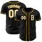Custom Black White-Gold Authentic Baseball Jersey