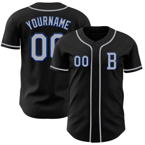 Black2731_a98cb89d-04eb-4d48-bc48-0386b203d44a Custom Black Gray-Royal Authentic Baseball Jersey