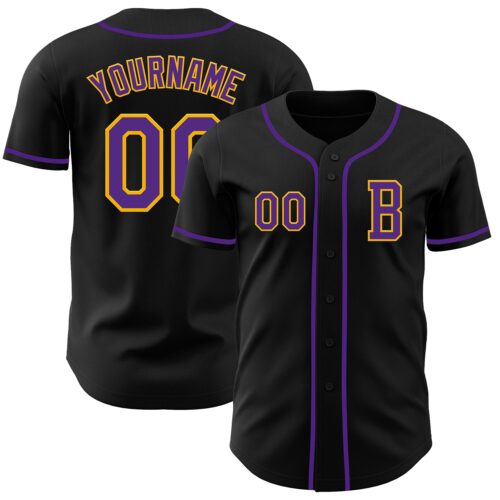 Black2734_7077fb8b-6edf-4dc9-8046-e3329fae27c6 Custom Black Purple-Gold Authentic Baseball Jersey