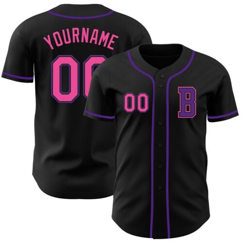 Black2736_b2944e0d-89e6-4f80-a2ec-444957e73754 Custom Black Pink-Purple Authentic Baseball Jersey