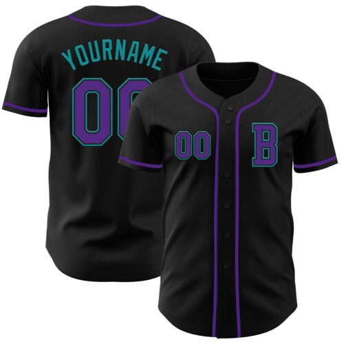 Black2739_5fb2bd1c-2d8e-4921-843a-3ba1a937c51f Custom Black Purple-Teal Authentic Baseball Jersey