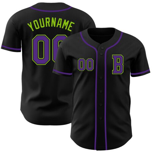 Black2740_5741d6db-68a3-4f9b-b1a7-5ac7b2fe9830 Custom Black Purple-Neon Green Authentic Baseball Jersey
