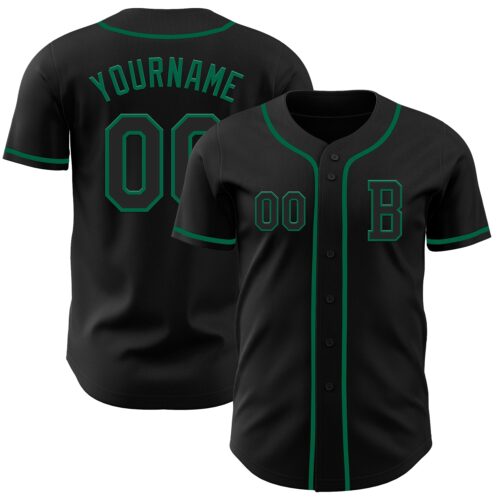 Black2741_1df4b57b-4f26-4df8-b6a6-a4e8ef5587aa Custom Black Kelly Green Authentic Baseball Jersey