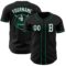 Custom Black White-Kelly Green Authentic Baseball Jersey