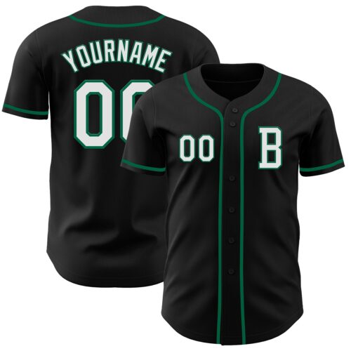 Black2744_d40eb520-a22a-46d7-9eb1-a9f1a2a73e6a Custom Black White-Kelly Green Authentic Baseball Jersey