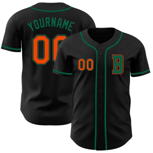 Black2747_fc7d9b03-7122-4db5-9952-ec15b7db885e Custom Black Orange-Kelly Green Authentic Baseball Jersey