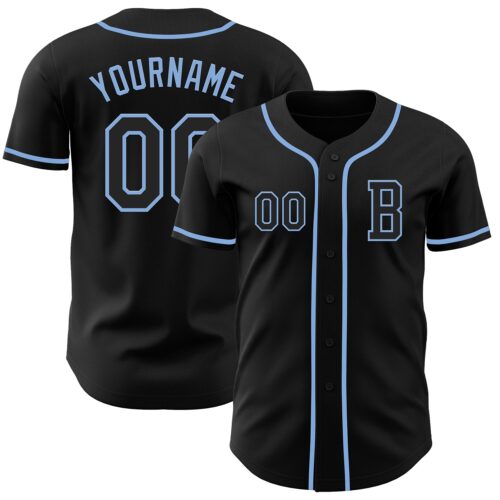 Black2750_14da874e-a74b-474c-8d38-a5bcb8317871 Custom Black Light Blue Authentic Baseball Jersey