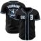 Custom Black White-Light Blue Authentic Baseball Jersey