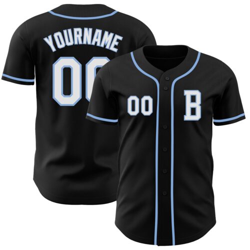 Black2753_51686a39-94ca-48fc-a829-d45686854199 Custom Black White-Light Blue Authentic Baseball Jersey