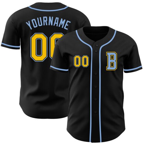Black2754_454abb86-bfc5-4f1f-ad86-4499afba456d Custom Black Yellow-Light Blue Authentic Baseball Jersey